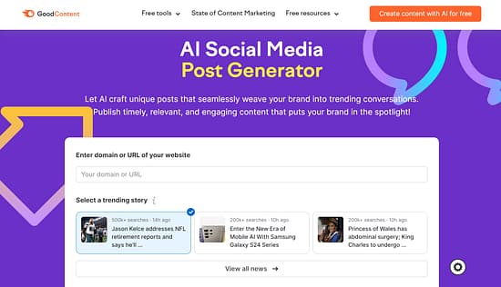 AI Social Media Post Generator by SemRUSH Tool Image 1