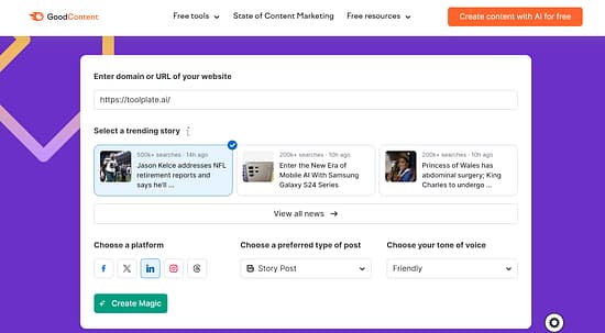 AI Social Media Post Generator by SemRUSH Tool Image 2